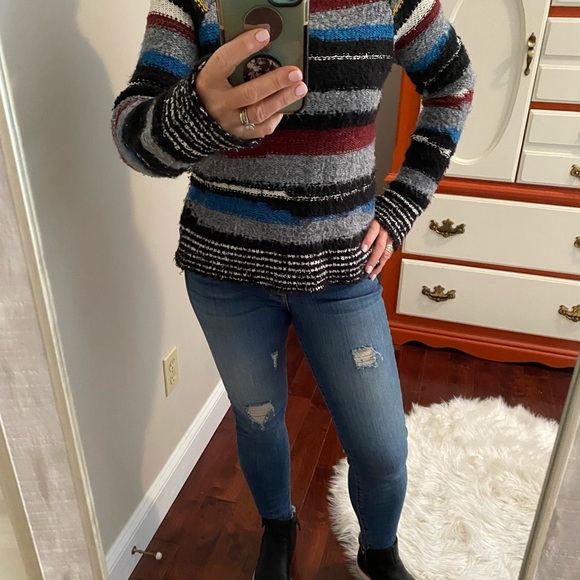Free people multi  color fuzzy sweater - Picture 2 of 10